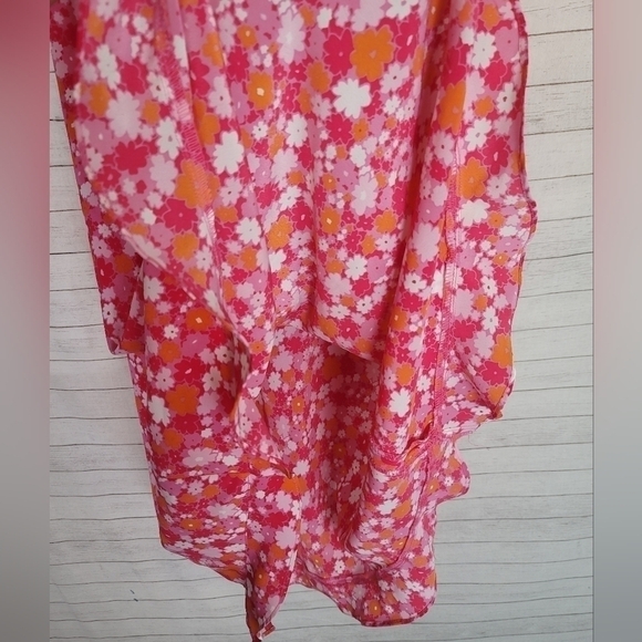 VINTAGE EXPRESS 90'S Y2K FLORAL BABYDOLL MIDI DRESS W RUFFLE HEM, SZ 9/10 - Picture 9 of 14